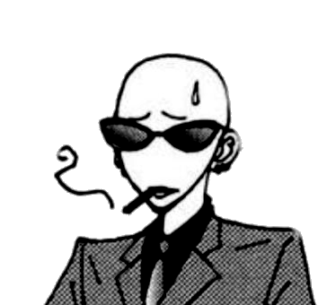 Black and white manga character wearing sunglasses