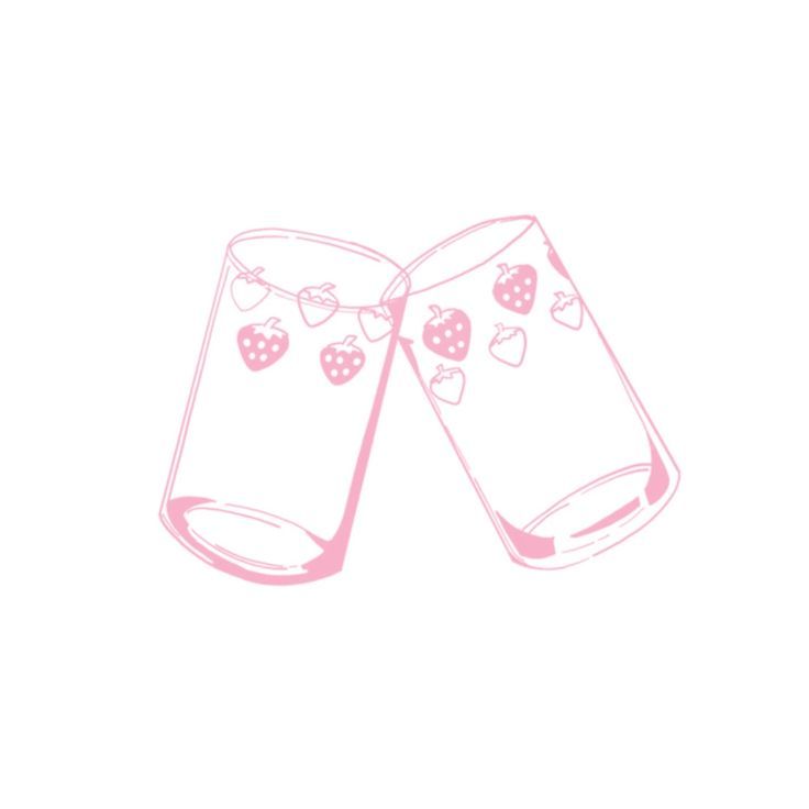 Pink line drawing of strawberry cans